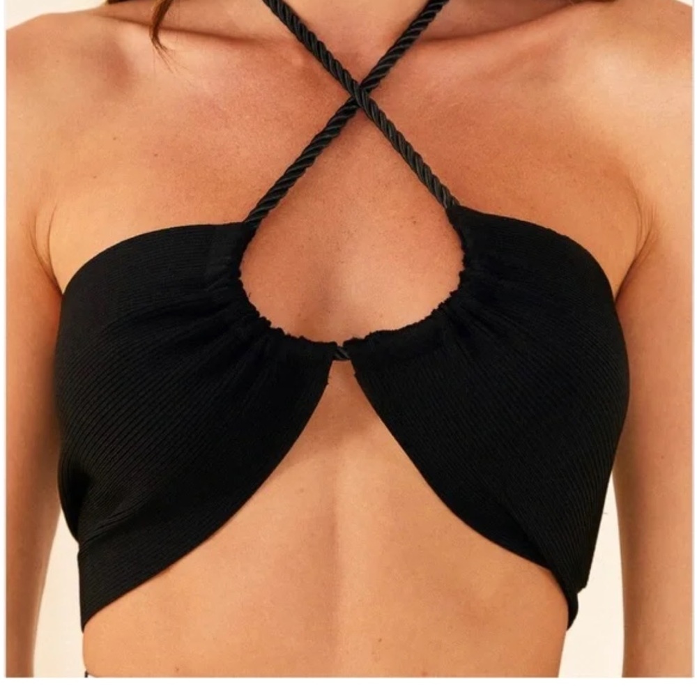 FARM Rio Black Knit Top